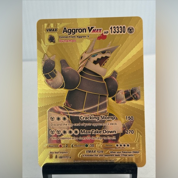 Pokemon | Toys | Aggron Vmax Metal Gold Foil Pokemon Card